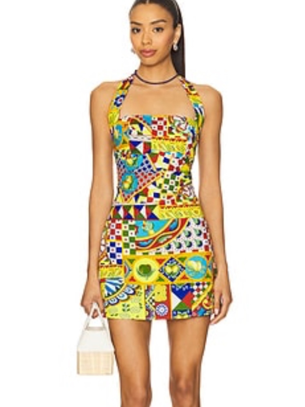 Seven Wonders Vibrant Lemon Print Halter Dress